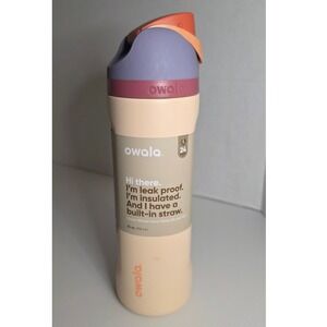 Owala 24 oz Water Bottle Sandy Shores Tan Off White New Authentic Leakproof Lid